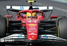 Lewiw Hamilton's Ferrari in Australian GP first practice