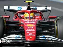 Lewiw Hamilton's Ferrari in Australian GP first practice