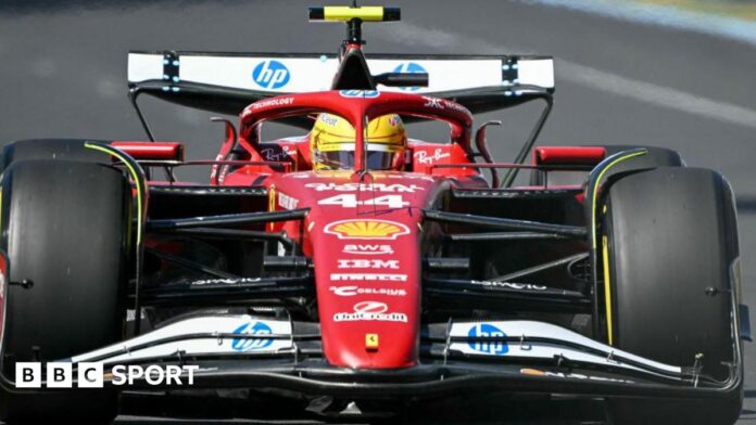 Lewiw Hamilton's Ferrari in Australian GP first practice