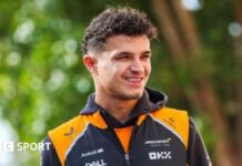 Lando Norris in the McLaren in Bahrain