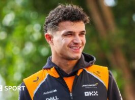 Lando Norris in the McLaren in Bahrain