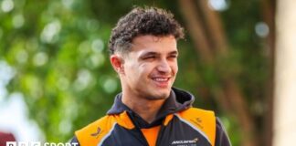 Lando Norris in the McLaren in Bahrain