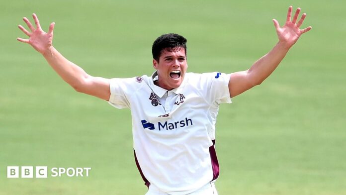 Liam Guthrie appeals for a wicket while playing for Queensland
