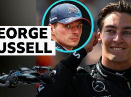 George Russell and Max Verstappen
