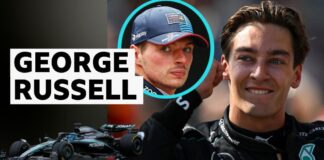 George Russell and Max Verstappen