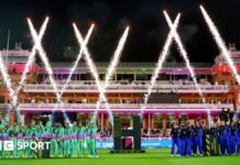 Oval Invincbles men and London Spirit women celebrate winning The Hundred at Lord's in 2024